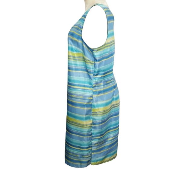 Expressions Vintage Dress 18 Sheath Sleeveless Blue Stripe Knee Length Women - Picture 3 of 8
